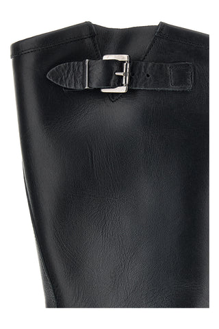 Schwarze Biker-Stiefel aus echtem Leder, hergestellt in Italien, mit Schnallen von Pittarello Love 6724