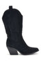 Stivali texani neri in effetto suede Cafe' cost P758