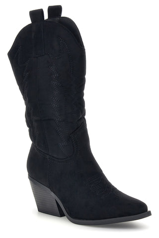 Stivali texani neri in effetto suede Cafe' cost P758