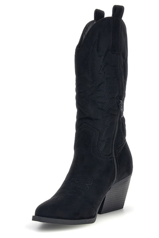 Stivali texani neri in effetto suede Cafe' cost P758