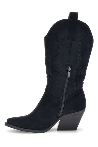 Stivali texani neri in effetto suede Cafe' cost P758