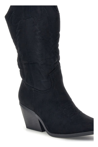 Stivali texani neri in effetto suede Cafe' cost P758