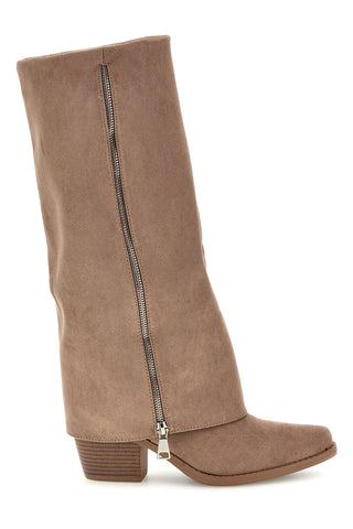 Stivali taupe con Gambale Alto e cerniera Soleil rqs36
