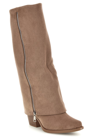 Stivali taupe con Gambale Alto e cerniera Soleil rqs36