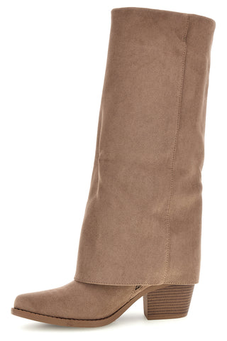 Stivali taupe con Gambale Alto e cerniera Soleil rqs36