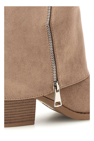 Stivali taupe con Gambale Alto e cerniera Soleil rqs36