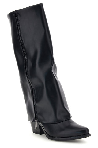 Schwarze Stiefel mit hohem Schaft und Reißverschluss Soleil rqs36