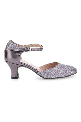 Dunkelgraue Tanzschuhe mit Absatz und Glitzer The First Dance 4552