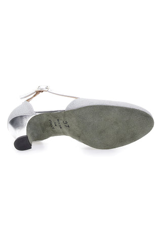 Platin-Tanzschuhe mit niedrigem Absatz und gekreuztem Riemen The First Dance 4555