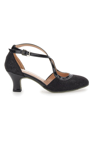 Scarpe da Ballo Nere Con Tacco Basso e Cinturino Incrociato The First Dance 4555