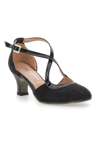 Scarpe da Ballo Nere Con Tacco Basso e Cinturino Incrociato The First Dance 4555