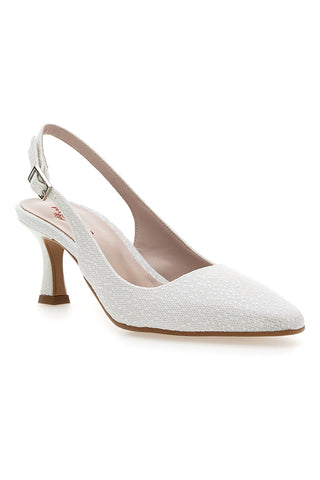 Weiße Slingback-Pumps mit Spitzeneffekt PITTARELLO ROMANTIC 2241