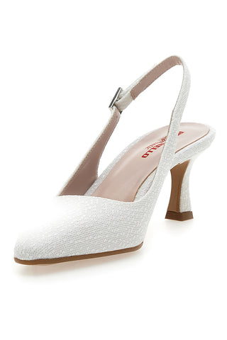 Weiße Slingback-Pumps mit Spitzeneffekt PITTARELLO ROMANTIC 2241
