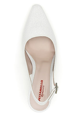Weiße Slingback-Pumps mit Spitzeneffekt PITTARELLO ROMANTIC 2241