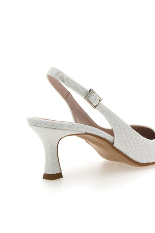 Weiße Slingback-Pumps mit Spitzeneffekt PITTARELLO ROMANTIC 2241