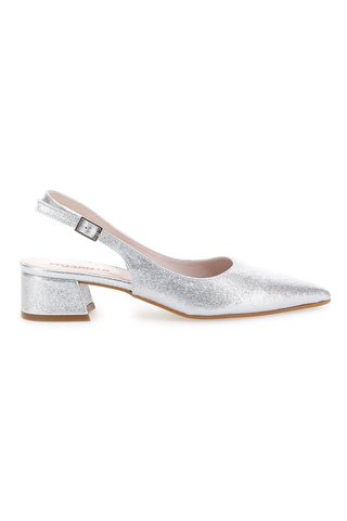 Silberner Slingback-Pumps mit Glitzereffekt PITTARELLO ROMANTIC 3123
