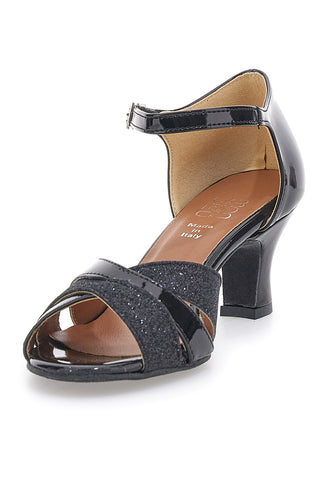 Mon Dieu Musique 13 – Schwarze Tanzsandalen mit Knöchelriemen