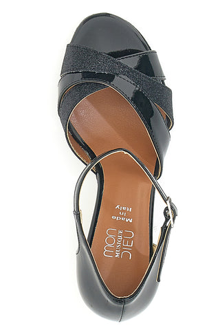Mon Dieu Musique 13 – Schwarze Tanzsandalen mit Knöchelriemen
