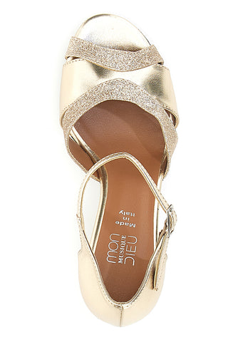 Scarpe da Ballo Platino con Cinturino alla Caviglia e Tacco Medio MON DIEU MUSIQUE 14