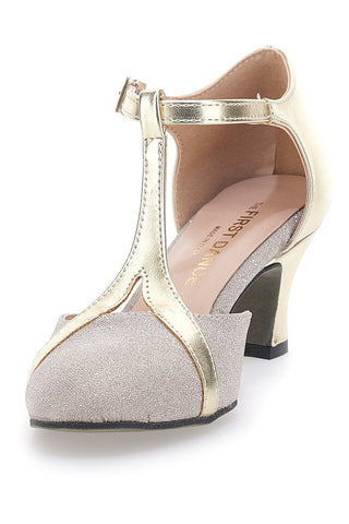 Platin Tanzschuhe mit Ledersohle Made in Italy THE FIRST DANCE 5554