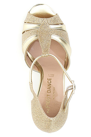 Scarpe da Ballo T-Bar Oro con Punta Aperta e Dettagli Scintillanti THE FIRST DANCE 5622