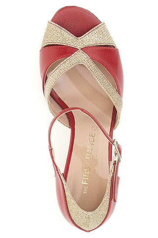 Scarpe da Ballo Rosse e Platino con Cinturino e Dettagli Scintillanti THE FIRST DANCE 5129