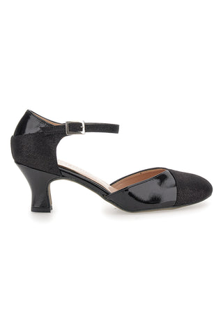 The First Dance 6552 Schwarze Tanzschuhe mit geschlossener Spitze und Riemen