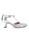 Scarpe da ballo argento con cinturino a T e suola in vera pelle The First Dance 6554
