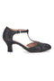 Scarpe da ballo nere con cinturino a T e suola in vera pelle The First Dance 6554
