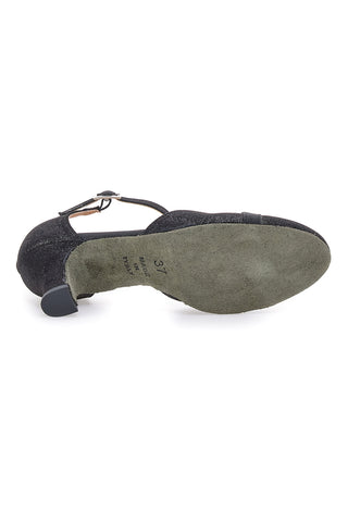 Scarpe da ballo nere con cinturino a T e suola in vera pelle The First Dance 6554