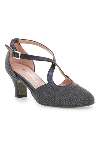Scarpe da ballo nere con cinturino e suola in vera pelle The First Dance 6555