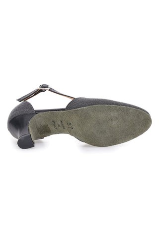 Scarpe da ballo nere con cinturino e suola in vera pelle The First Dance 6555
