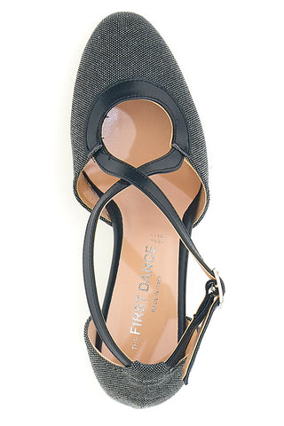 Scarpe da ballo nere con cinturino e suola in vera pelle The First Dance 6555
