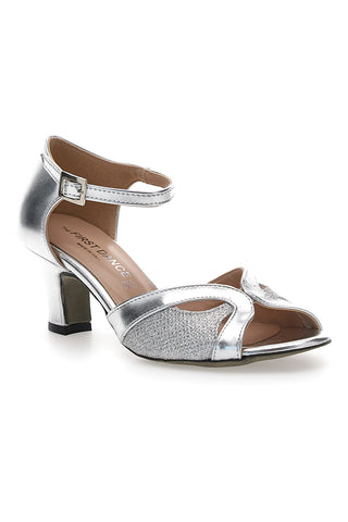 Scarpe da ballo argento con glitter e cinturino The First Dance 6558