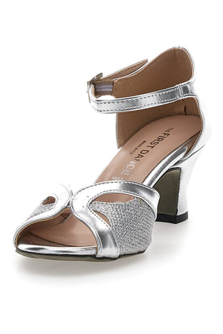 Scarpe da ballo argento con glitter e cinturino The First Dance 6558