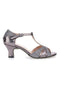 Sandali da ballo argento con cinturino a T e suola in vera pelle The First Dance 6559