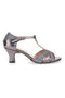 Sandali da ballo argento con cinturino a T e suola in vera pelle The First Dance 6559