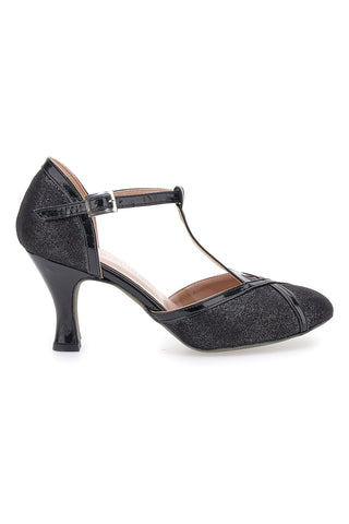 Scarpe da ballo nere con cinturino a T e tacco svasato The First Dance 6325
