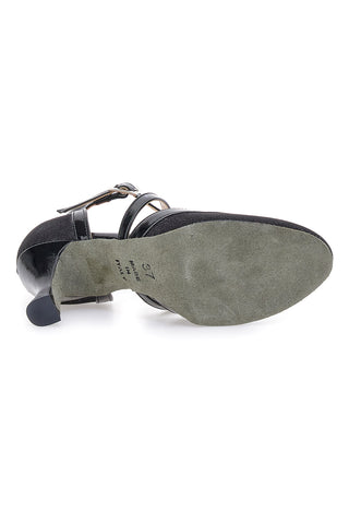 Scarpe da ballo nere con cinturini incrociati e suola in vera pelle The First Dance 6331