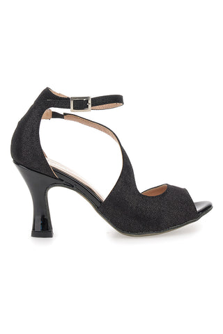 The First Dance 6514 Tanzschuhe mit offenem Zehenbereich und Knöchelriemen, Schwarz