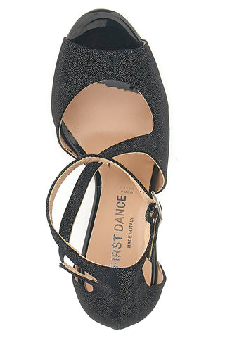 Scarpe da ballo nere open toe con cinturino alla caviglia The First Dance 6514