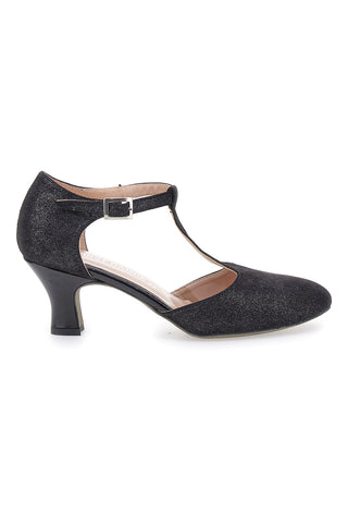 Scarpe da ballo nere con cinturino e tacco medio The First Dance 6334