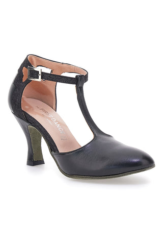 The First Dance 6335 Schwarze T-Riemen-Pumps