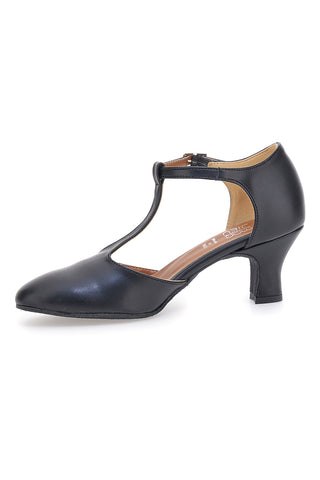 Scarpe da ballo nere con cinturino a T e suola in pelle Mon dieu 112