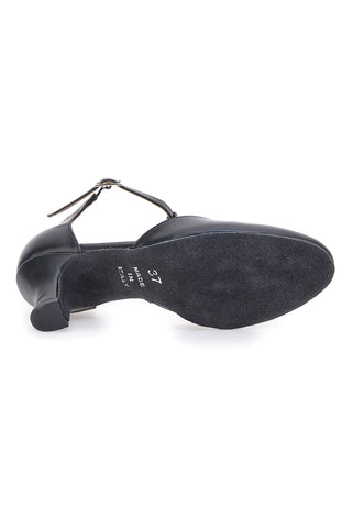 Scarpe da ballo nere con cinturino a T e suola in pelle Mon dieu 112