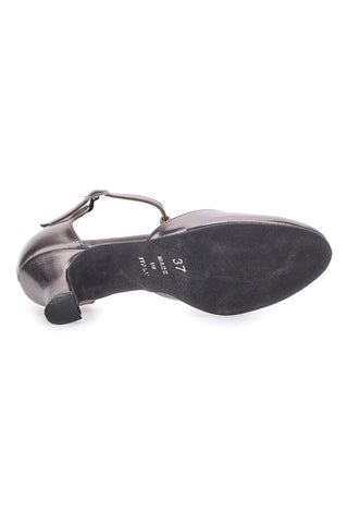 Mon dieu 112 Gunmetal T-Riemen Tanzschuhe mit Ledersohle