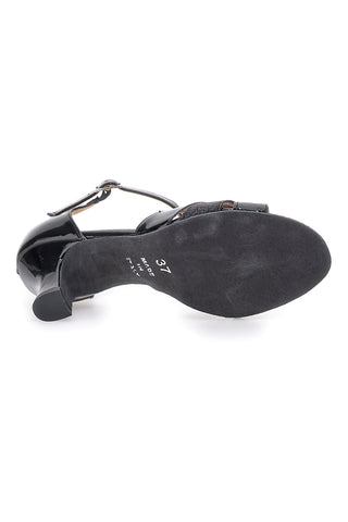 Scarpe da ballo nere intrecciate con cinturino e suola in pelle Mon dieu 113