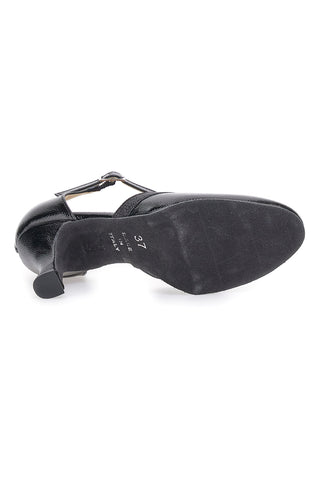 Mon dieu 111 schwarze Tanzschuhe mit Riemchen und Ledersohle