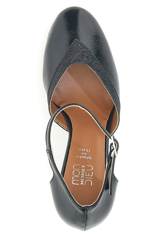 Mon dieu 111 schwarze Tanzschuhe mit Riemchen und Ledersohle
