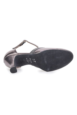 Mon Dieu 111 Gunmetal Farbe Tanzschuhe mit Riemen und Ledersohle